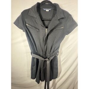 Seattle Gear Black Romper Women's Utility Jumpsuit Short Sleeve Zip Up Belted